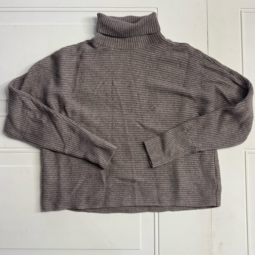 Aritzia Babaton Womens Size XS Brown Gray Cowl Neck Wool Linen Blend Sweater